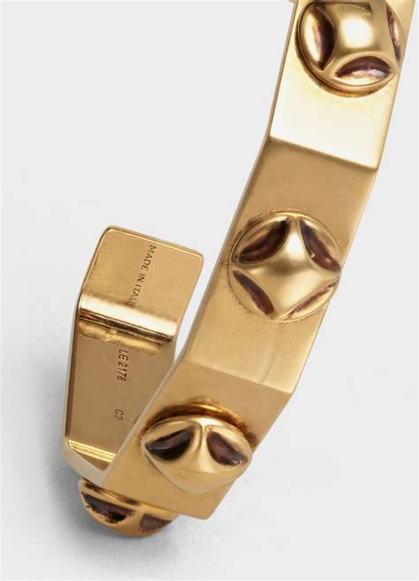 Clous Celine Single Bangle in Brass and Python with Gold finish